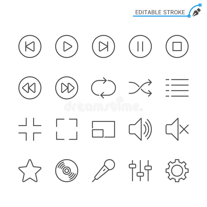 Media player outline icon set vector illustration