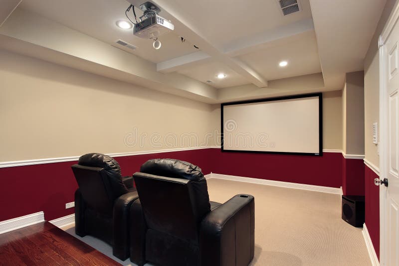 Media Room with Home Theater Chairs Stock Photo Image of architecture
