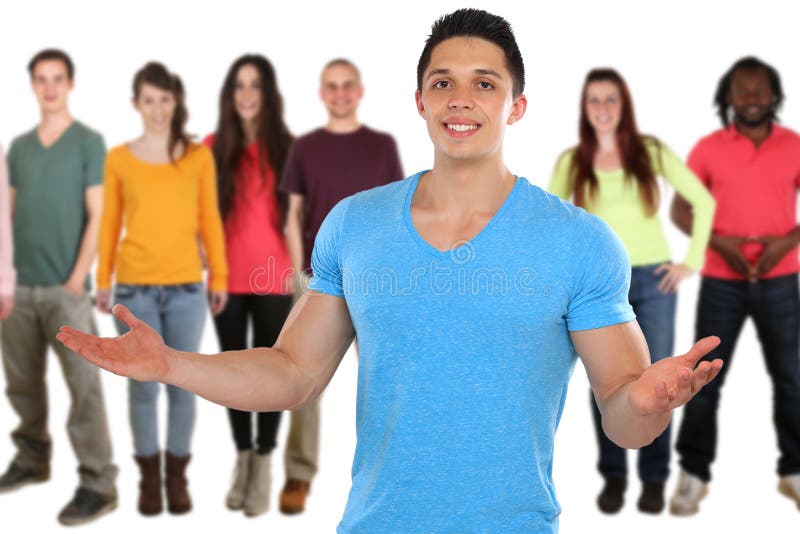 Media sociali dei giovani degli amici isolati su bianco fotografia stock Media sociali dei giovani degli amici isolati su bianco fotografia stock