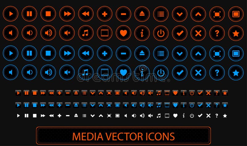 Media Vector Icons stock vector. Illustration of design - 34741559