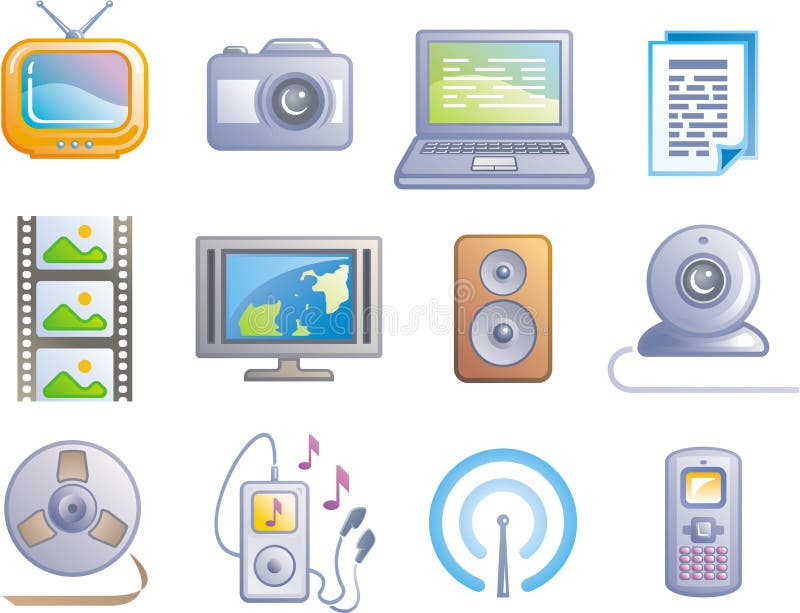 Media - Vector Icons Set stock illustration
