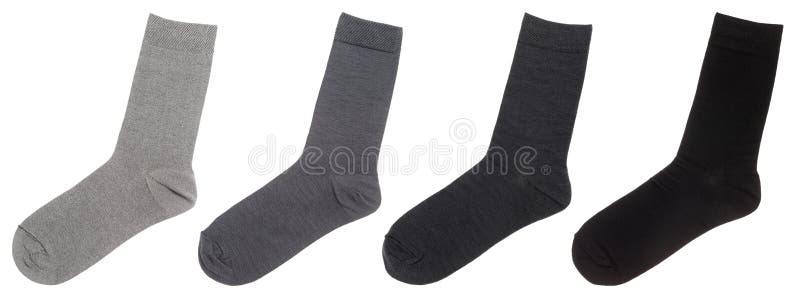 Four cotton socks of various shades isolated on a white background. Four cotton socks of various shades isolated on a white background