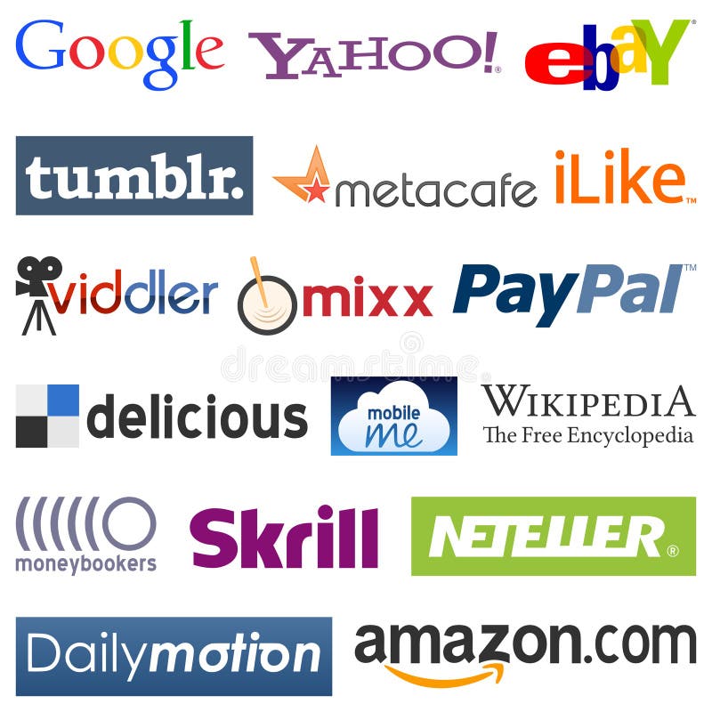 Medias et logos sociaux de commerce illustration stock Medias et logos sociaux de commerce illustration stock