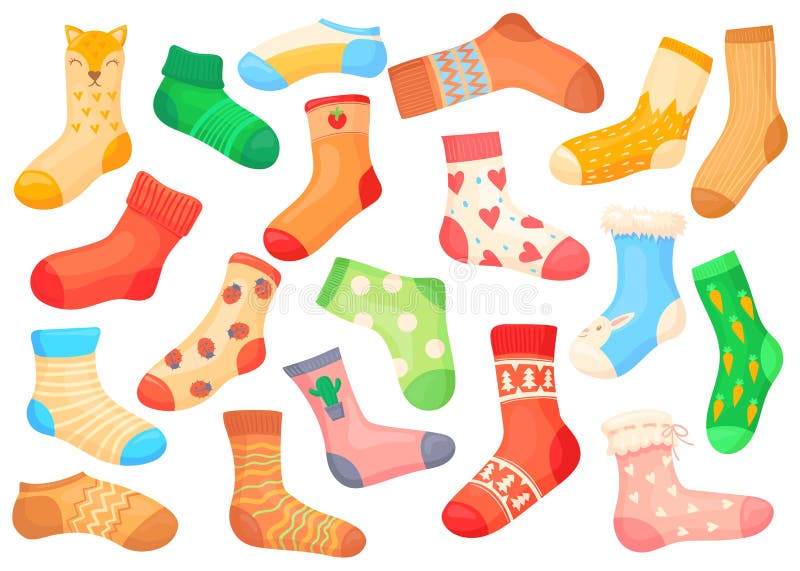 Calcetines de colores para niños vector ilustración de estilo de dibujos  animados aislado