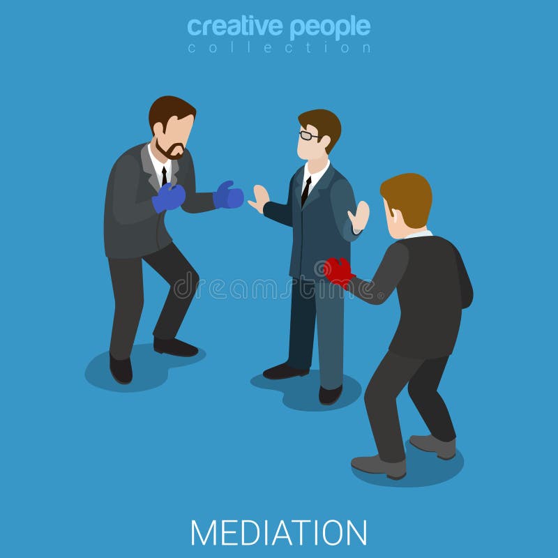 Mediation business conflict boxing flat isometric vector 3d stock illustration Mediation business conflict boxing flat isometric vector 3d stock illustration