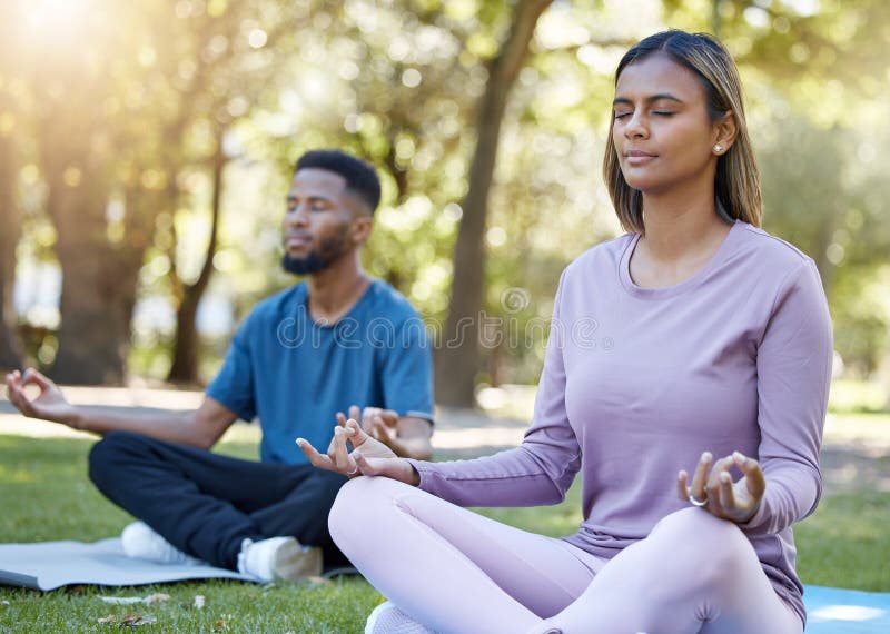 Mediation, Peace and Yoga Class with People in Park for Relax, Mindfulness  and Spirituality. Zen, Fitness and Wellness Stock Photo - Image of class,  outdoors: 270830546