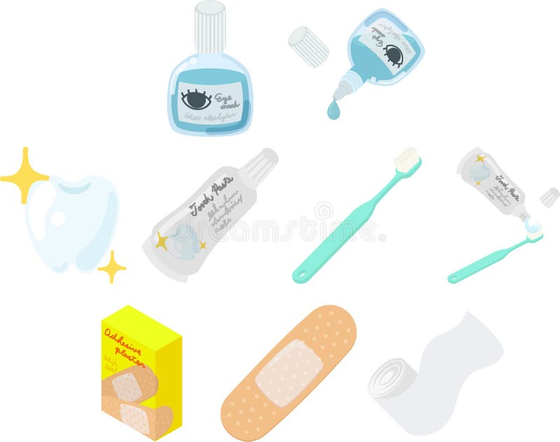 The Everyday Medical Supplies Icons Stock Vector Illustration of