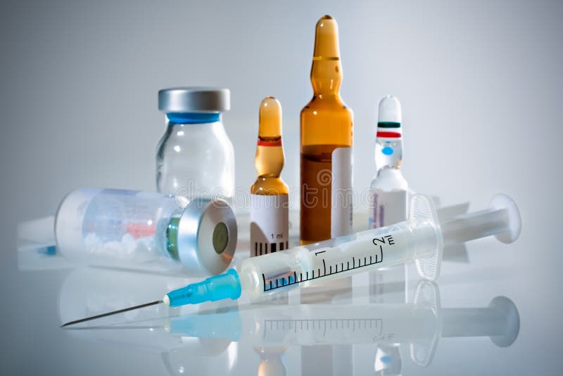 Medical ampoules and syringe stock images Medical ampoules and syringe stock images