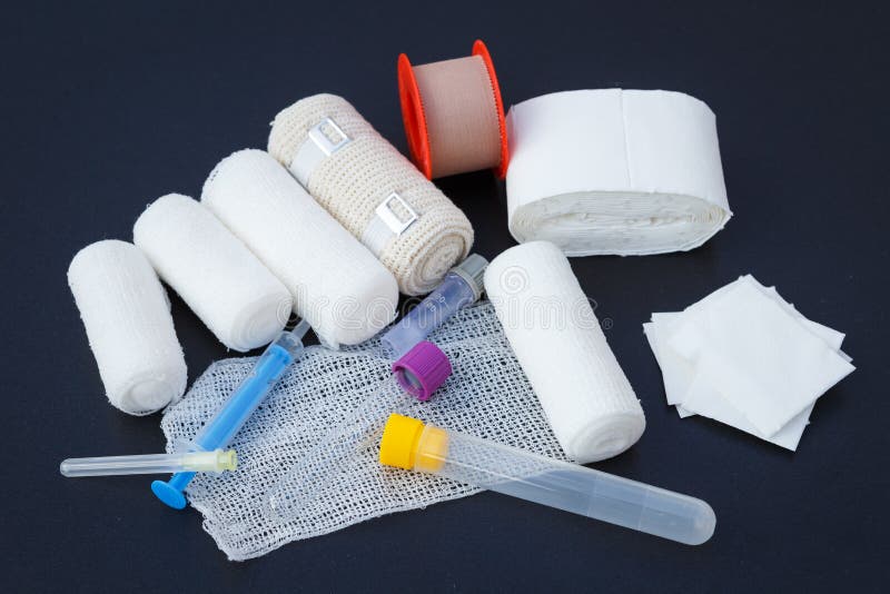 Medical Bandages With Scissors And Sticking Plaster Stock Photo, Picture  and Royalty Free Image. Image 58653884.