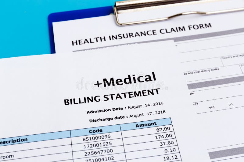 Medical bill and health insurance claim form