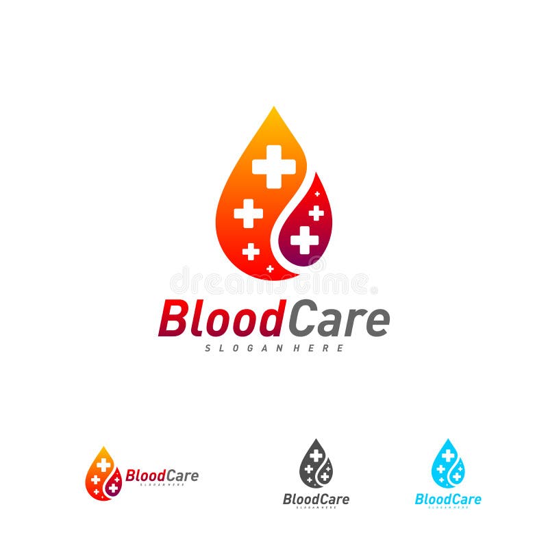 Medical Blood Logo Template Vector, Droplet Blood with Plus Logo Design
