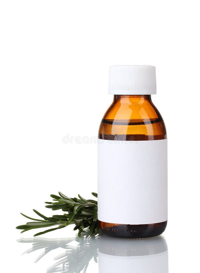 Medical Bottle and Fresh Green Rosemary Stock Photo Image of medical