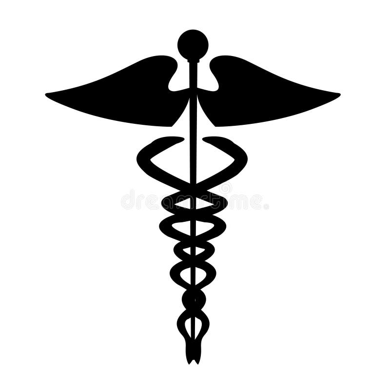 Medical caduceus sign silhouette royalty free stock photo