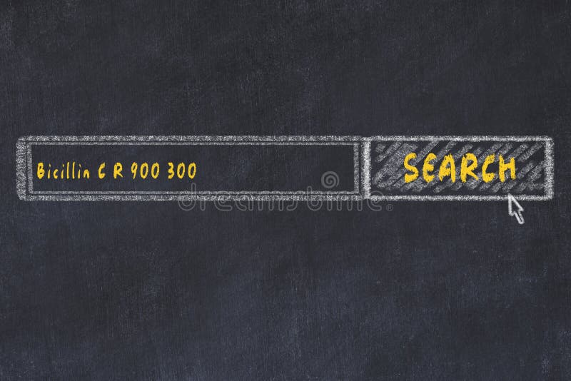 Medical concept. Chalk drawing of a search engine window looking for drug bicillin c r 900 300 royalty free stock photo Medical concept. Chalk drawing of a search engine window looking for drug bicillin c r 900 300 royalty free stock photo
