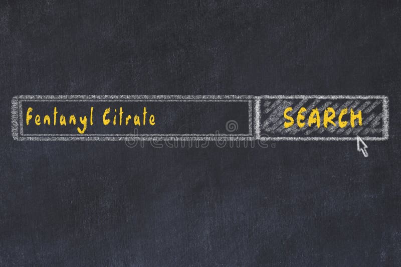 Medical concept. Chalk drawing of a search engine window looking for drug fentanyl citrate