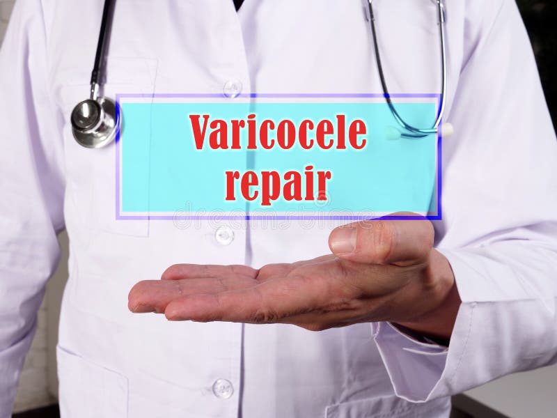 Medical concept meaning Varicocele repair with sign on the sheet.