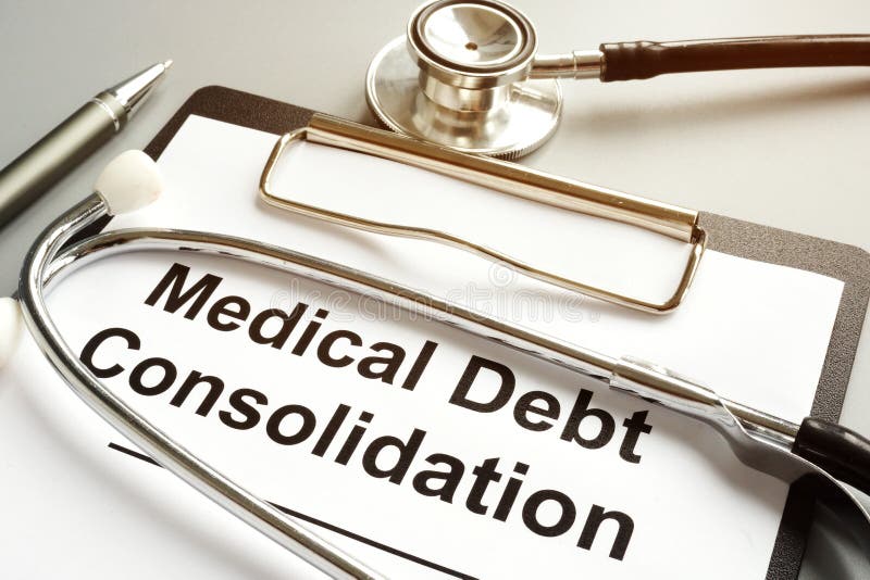 Medical Debt Consolidation Form and Stethoscope Stock Image Image of