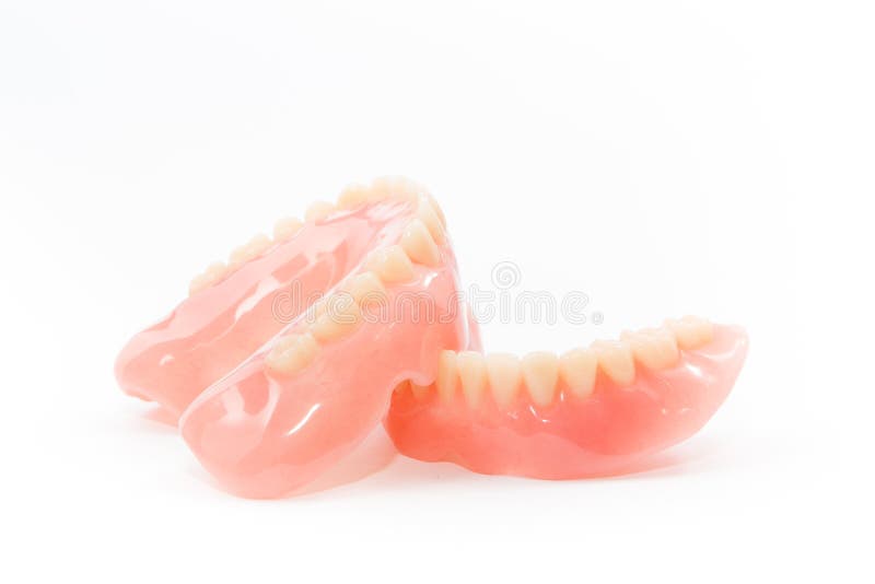 Medical denture smile jaws teeth on white background stock photos Medical denture smile jaws teeth on white background stock photos
