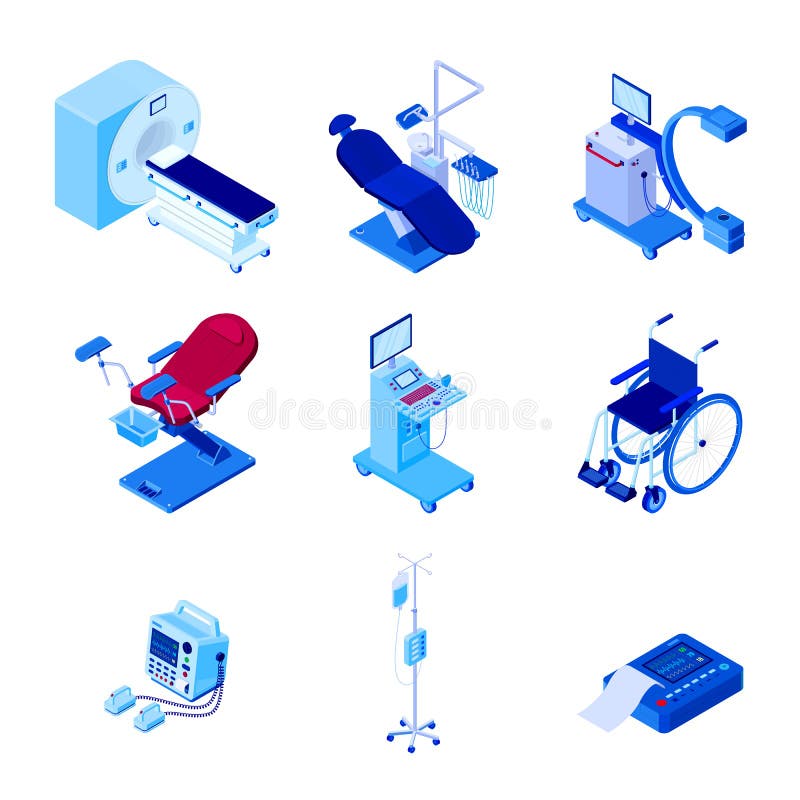 Medical diagnostic examination equipment. Vector 3d isometric illustration royalty free illustration Medical diagnostic examination equipment. Vector 3d isometric illustration royalty free illustration