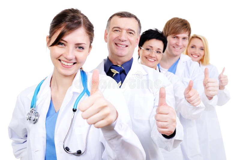 Medical doctors giving thumbs-up royalty free stock photo