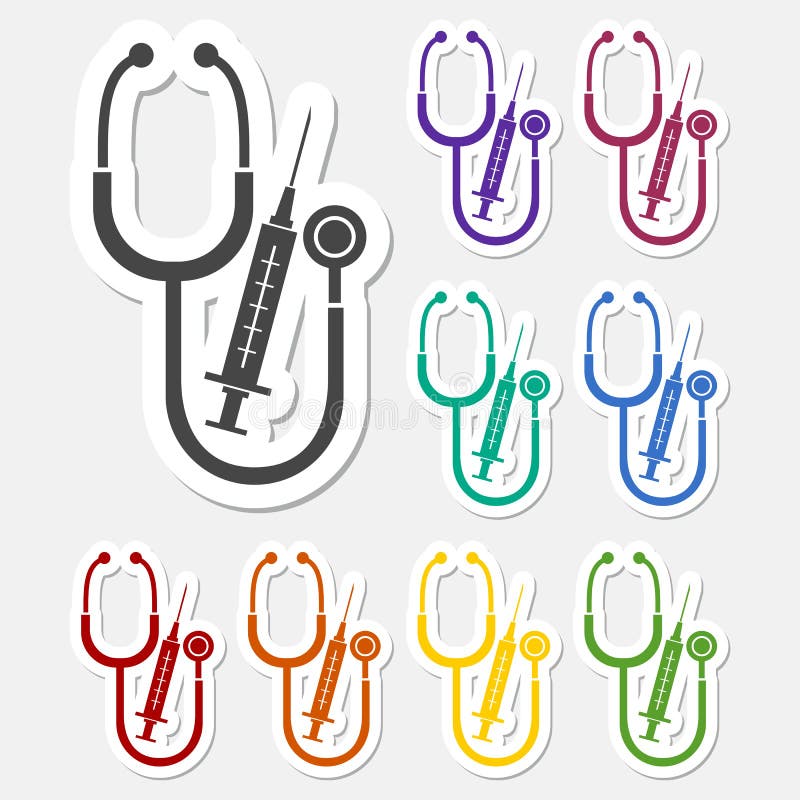 Medical Equipment Sticker Set Stock Illustration Illustration of