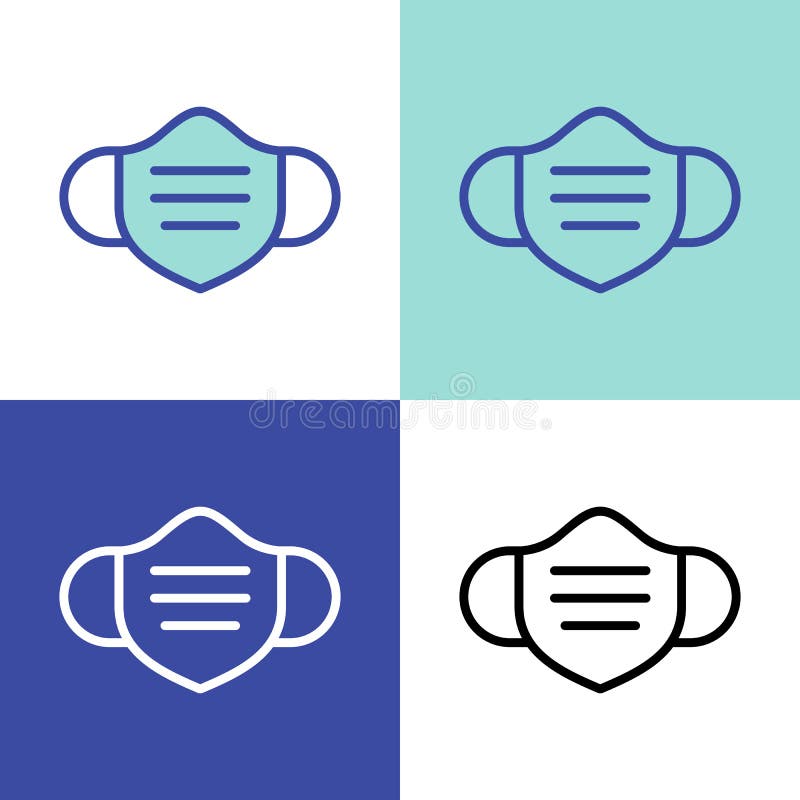 Medical Face Mask Icon Set, Virus Protection Symbol, Vector ...