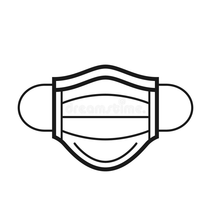 Medical Face Mask Outline is Isolated on a White Background Stock