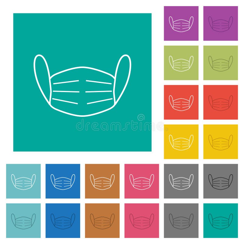 Medical Face Mask Outline Square Flat Multi Colored Icons Stock Vector ...