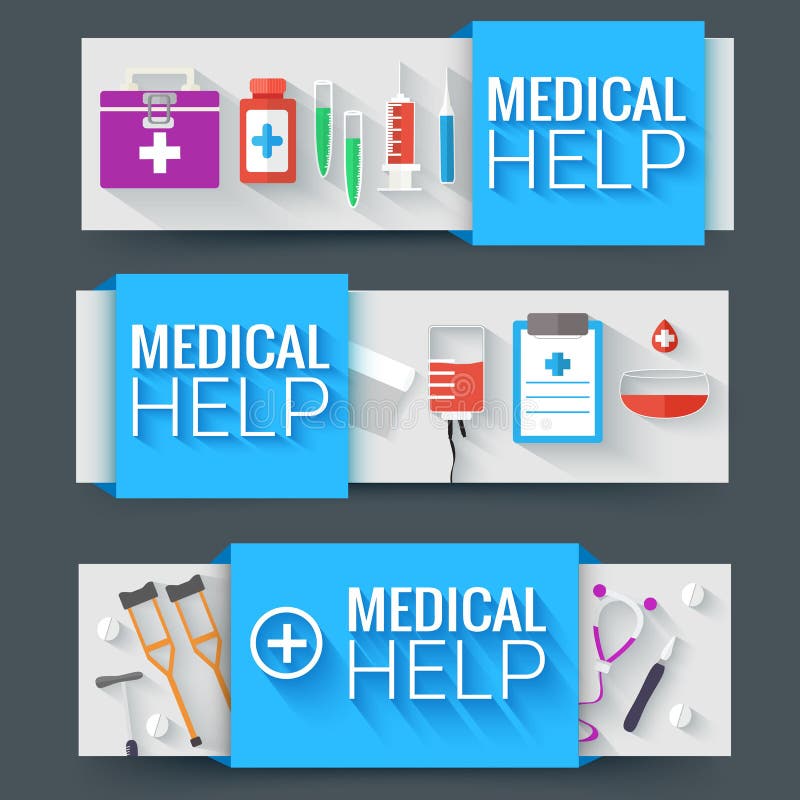 Medical Flat Horizontal Banners Concept. Vector Illustration Design