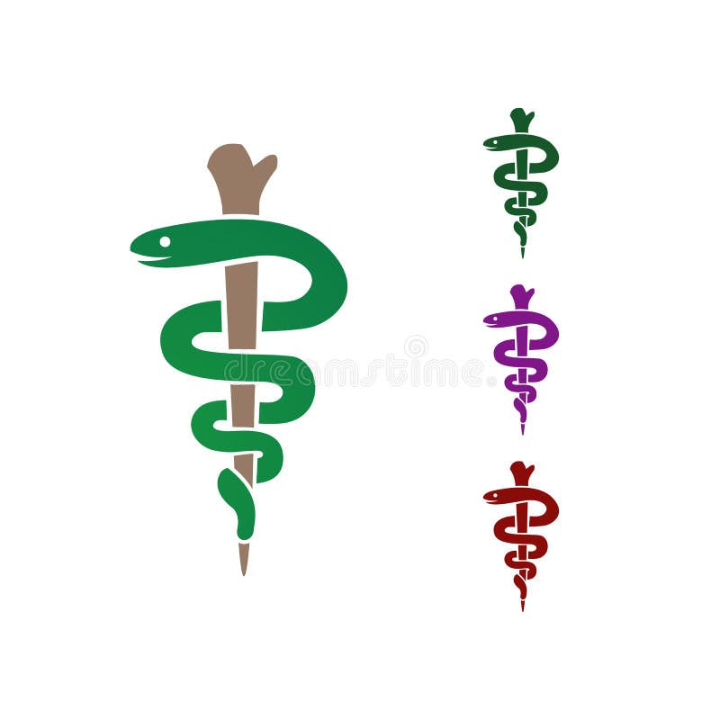 Medical Health Caduceus symbol Asclepius& x27;s snake and Wand icon