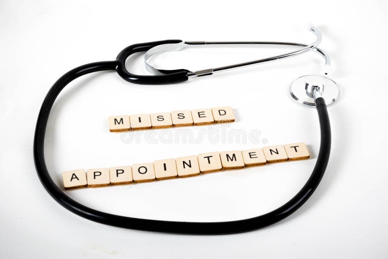 Medical Health Care. Medical or Healthcare concept with a stethoscope and the message Missed Appointment royalty free stock photography
