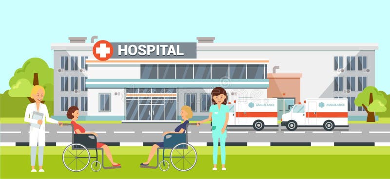 Medical Help in Hospital Flat Vector Illustration royalty free illustration Medical Help in Hospital Flat Vector Illustration royalty free illustration