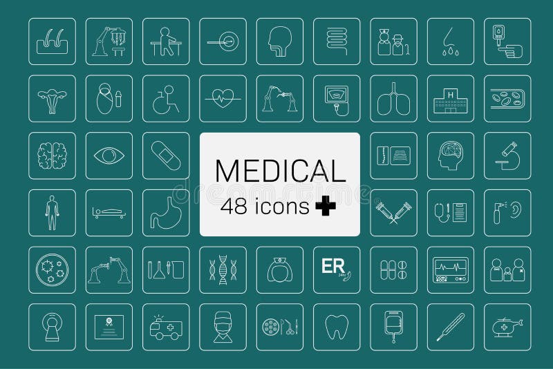 48 Medical icons royalty free illustration