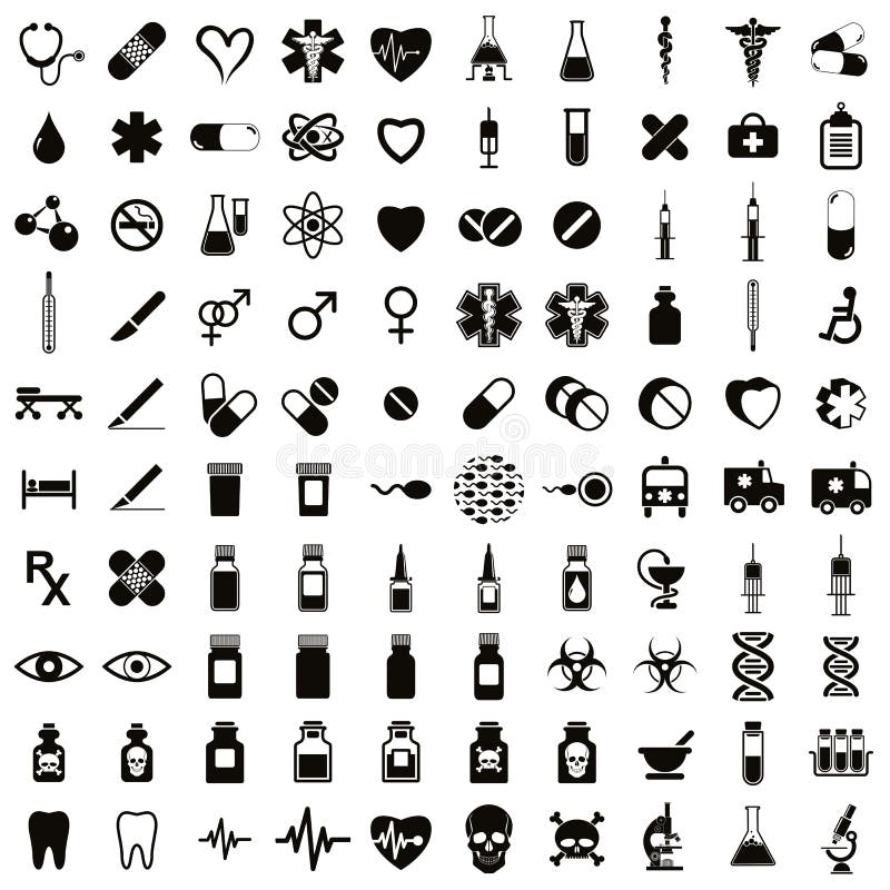 100 medical icons set. royalty free illustration