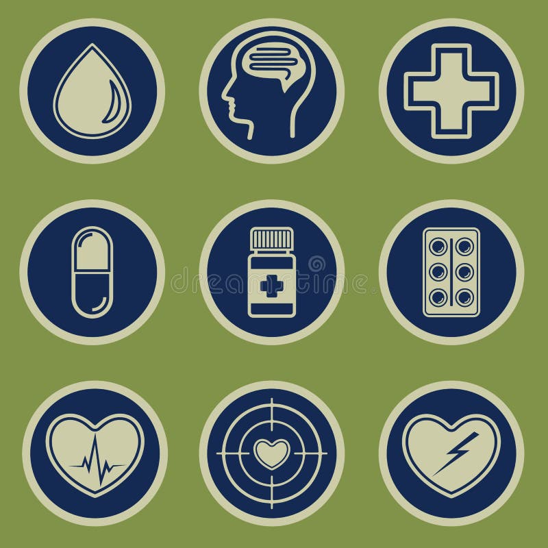 Medical icons set on a green background stock illustration Medical icons set on a green background stock illustration