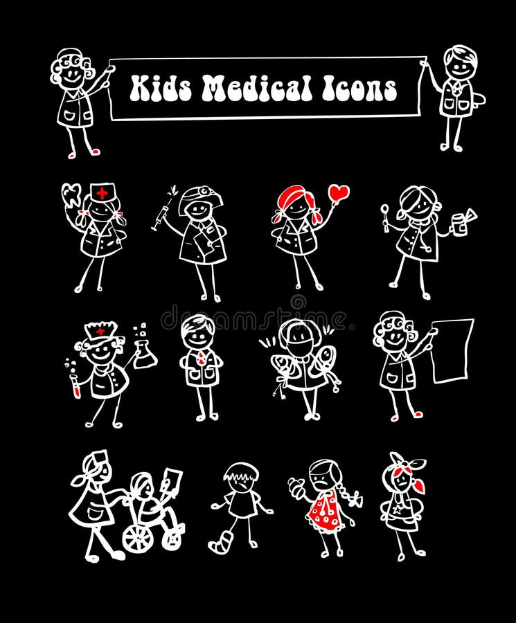 Medical icons set,kids