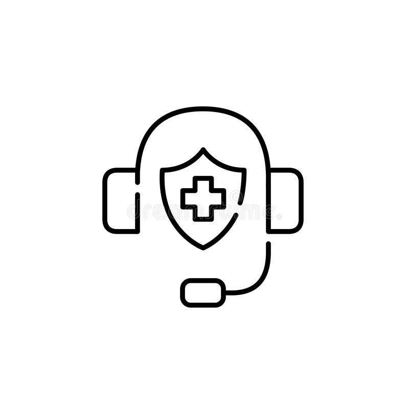 Medical insurance with call centre support. Health plan contact. Pixel perfect, editable stroke icon stock illustration Medical insurance with call centre support. Health plan contact. Pixel perfect, editable stroke icon stock illustration