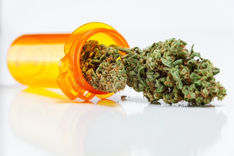Medical Marijuana Cannabis Buds Spilling Out Of Prescription Bot stock images Medical Marijuana Cannabis Buds Spilling Out Of Prescription Bot stock images