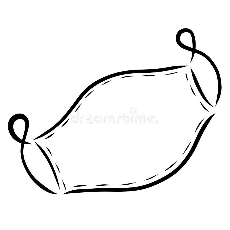 Medical Mask, Black Outline with Blank Background Stock Illustration ...