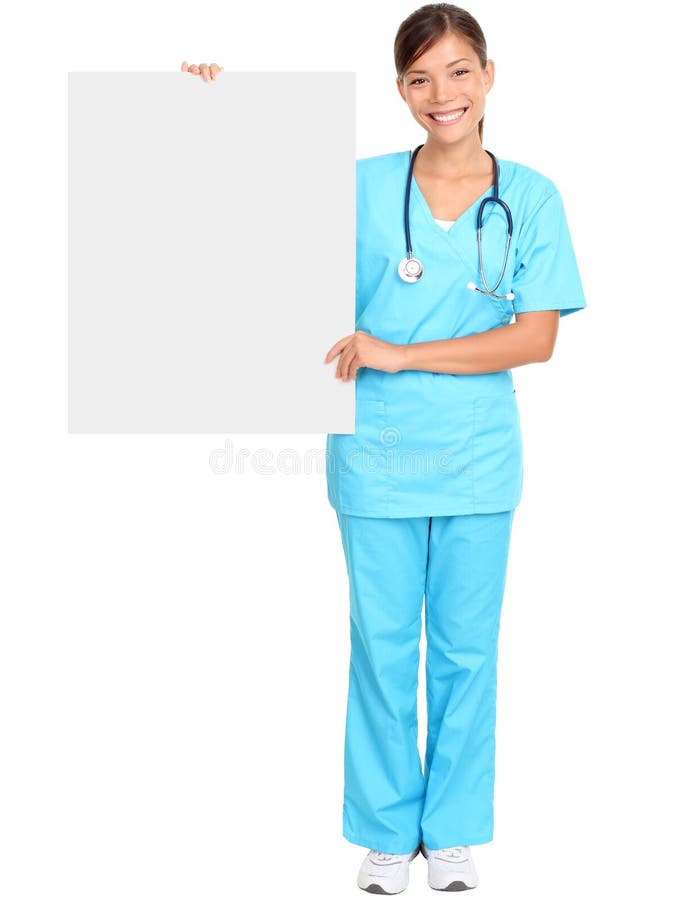 Medical nurse showing blank sign