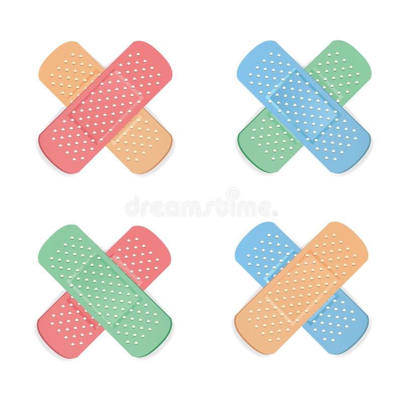 Medical Patch Vector. Two Sides. Adhesive Waterproof Aid Band Plaster  Strips Varieties Icons Collection. Realistic Illustration Isolated On White  Stock Vector Image & Art - Alamy