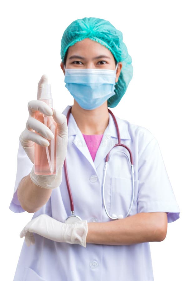 Medical Physician Doctor Or Nurse Uniform Wearing Surgical Mask Holding