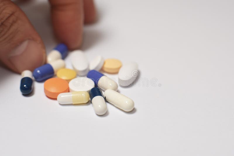 Medical pills and capsules royalty free stock photos