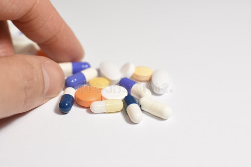 Medical pills and capsules stock images