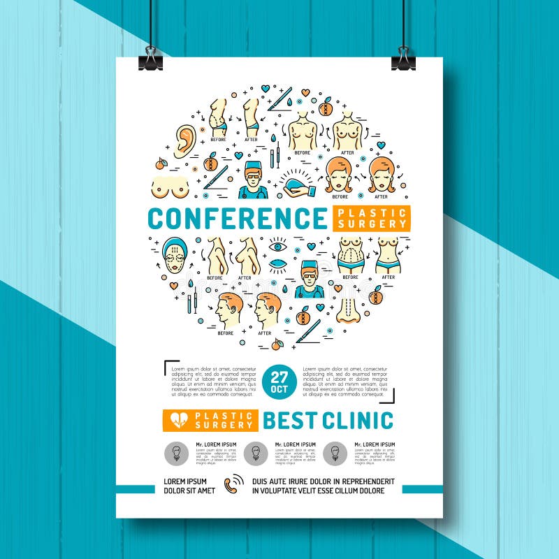 Medical poster of the conference and exhibition of Plastic Surgery royalty free illustration Medical poster of the conference and exhibition of Plastic Surgery royalty free illustration