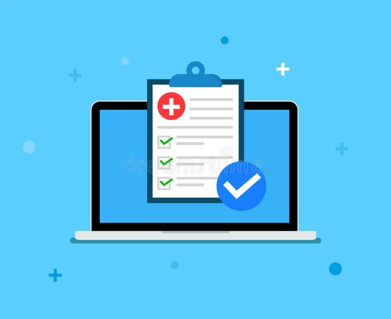 Medical prescription digital document pc online report. Prescription document medical health icon form stock illustration