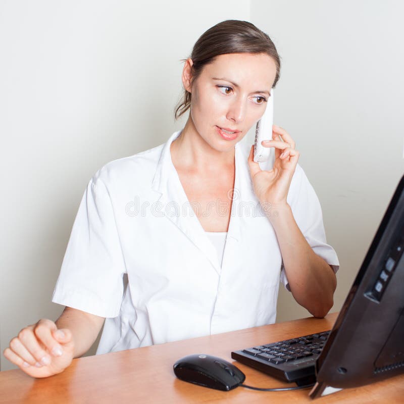 medical-receptionist-calling-stock-image-image-of-assistant-front-35080455