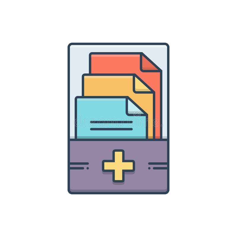 Color Illustration Icon for Medical Records, Management and Information