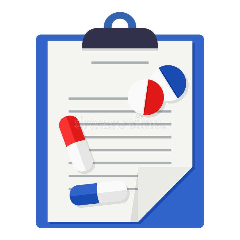Medical Records, Tablets & Pills Flat Icon stock illustration