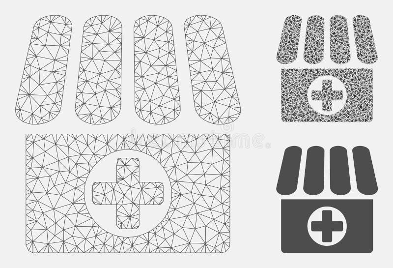 Medical Shop Vector Mesh Network Model and Triangle Mosaic Icon royalty free illustration
